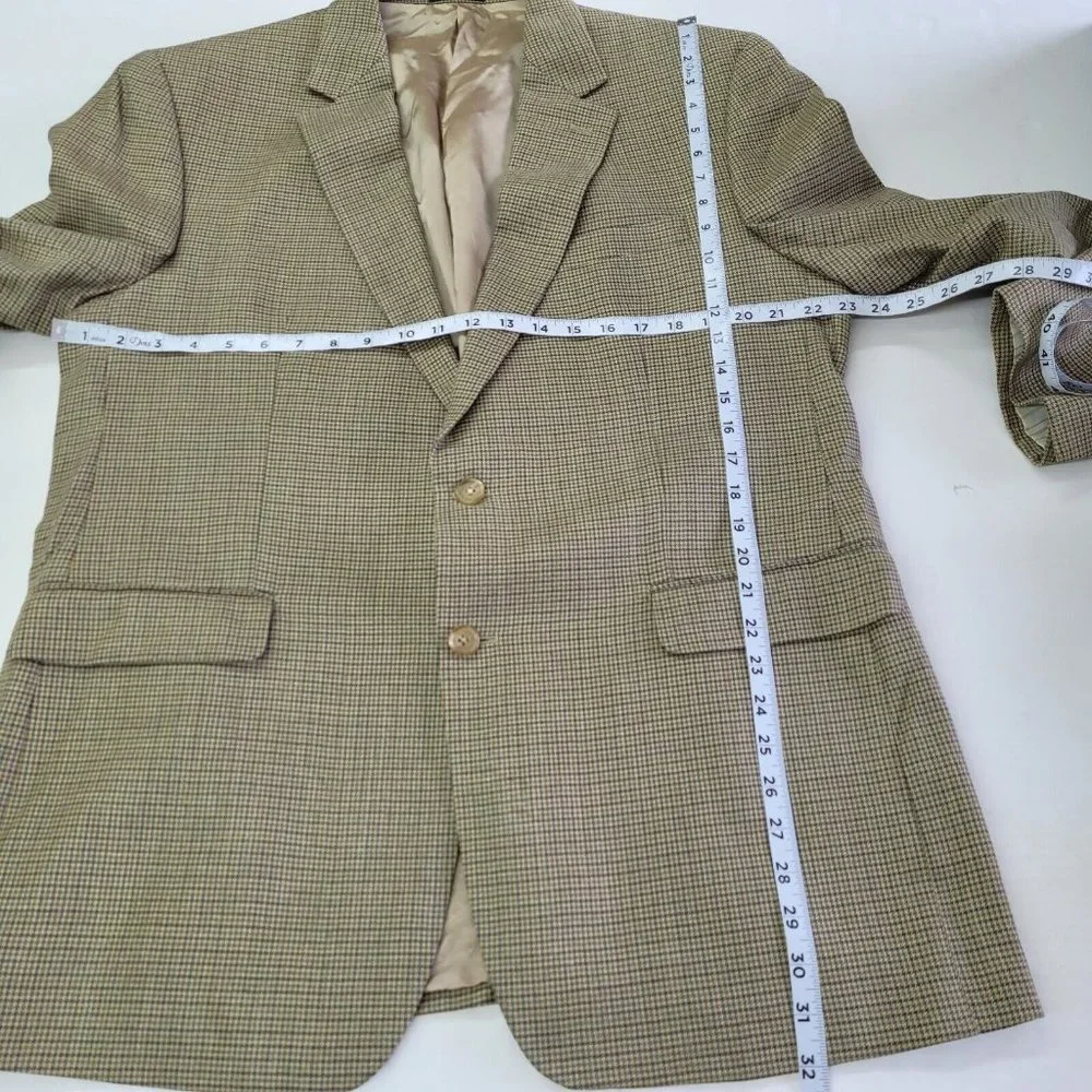 Ralph Lauren Blazer‎ Mens 46L Silk/Wool Houndstooth 2-Button Lined Sportcoat